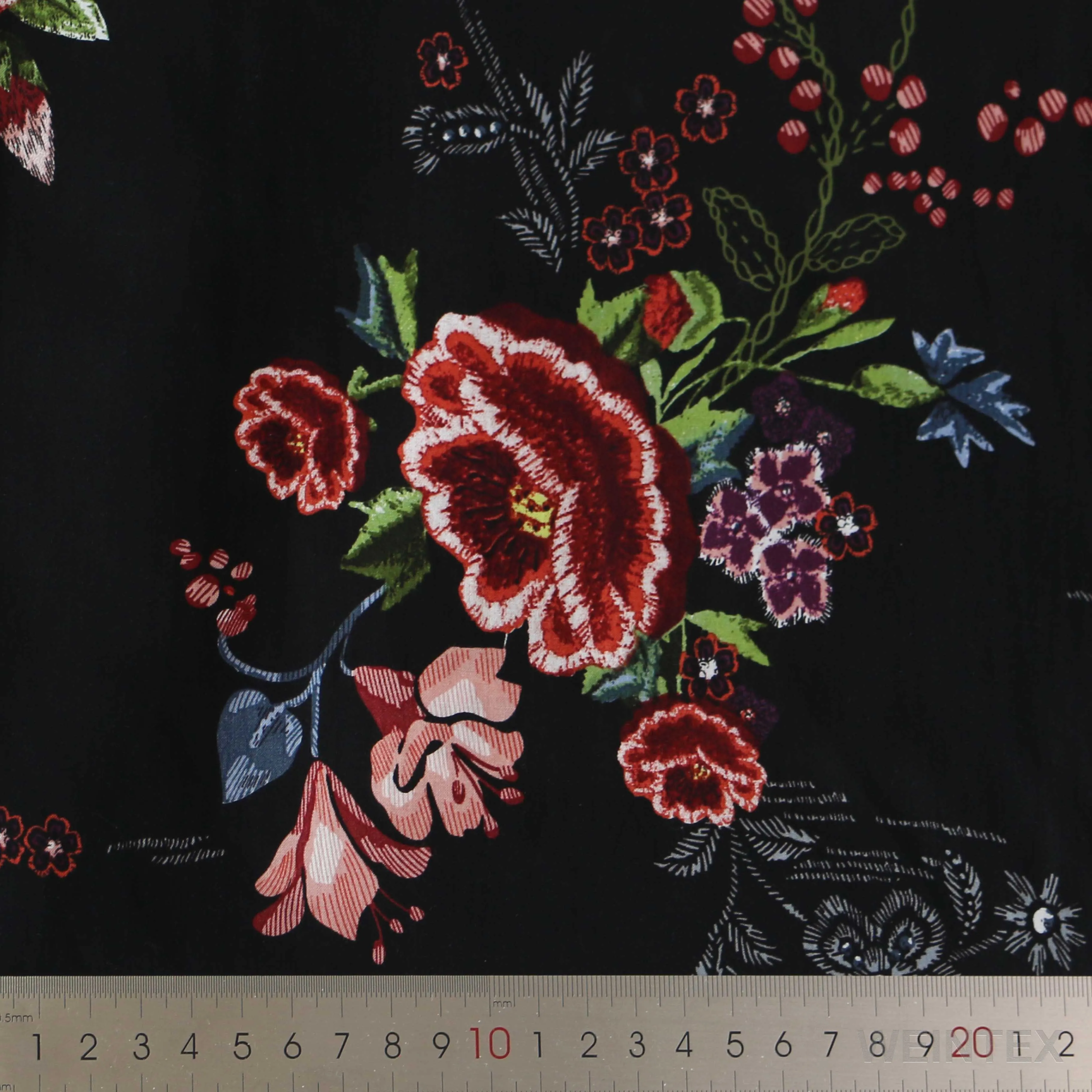 
WI-R01-92649 100% rayon fabric rolled 3068 stock rayon flower printed per meter for dress 
