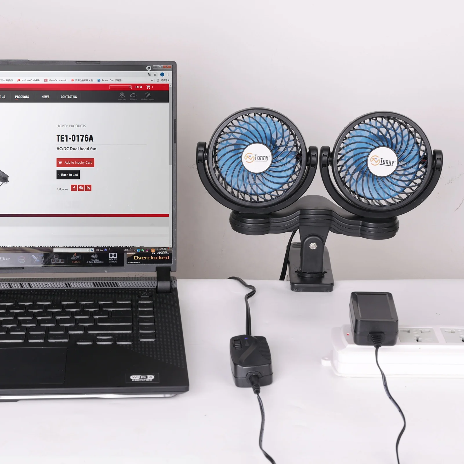 Dual Head Clip Fan, 4 Inches Electric Car Clip Fans 360 degree Rotatable,12V Cooling Air Fan with Stepless Speed Regulation