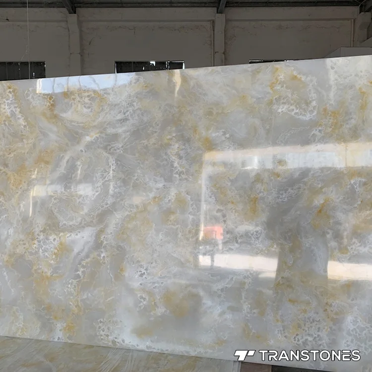 White Onyx Flexible Stone Translucent Alabaster Sheet For Onyx Bar Decorative Artificial Wall Panel 8*4ft