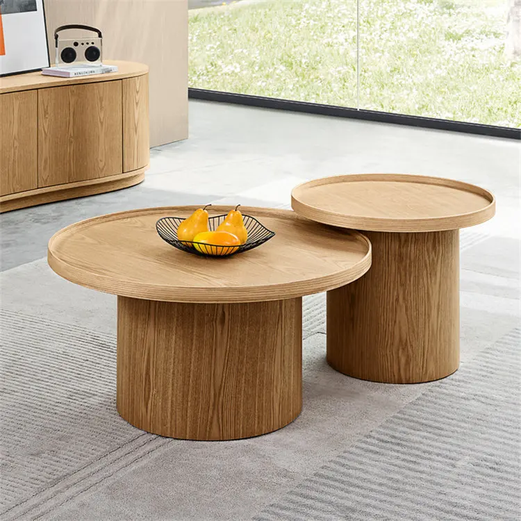 Creative American Wooden Furniture Coffee Tables Ash Wood Slab Frame Circle Birch Small Solid Wood Coffee Table Side Tea Table