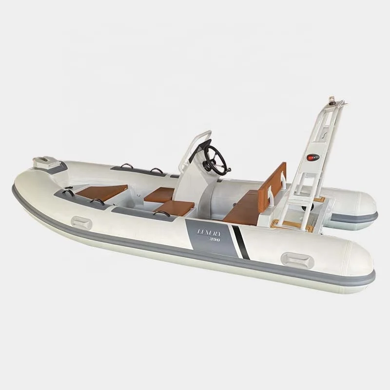 High Speed Folding Rib 390 Deep-v Aluminum Rigid Hull Inflatable Fishing Rowing Rib Boat for Sale