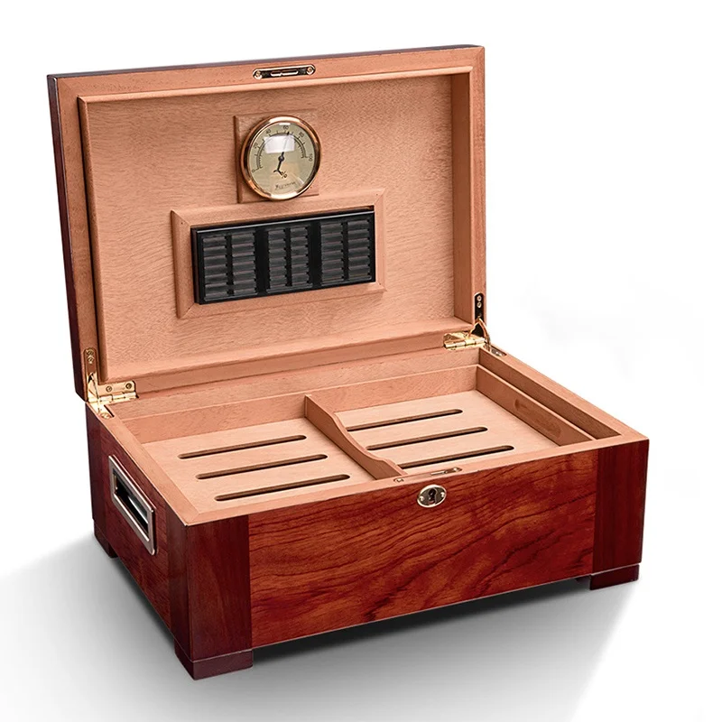 Hot-selling moisturizing case cedar wood cigar humidor box cabinet with hygrometer humidifier decorative box