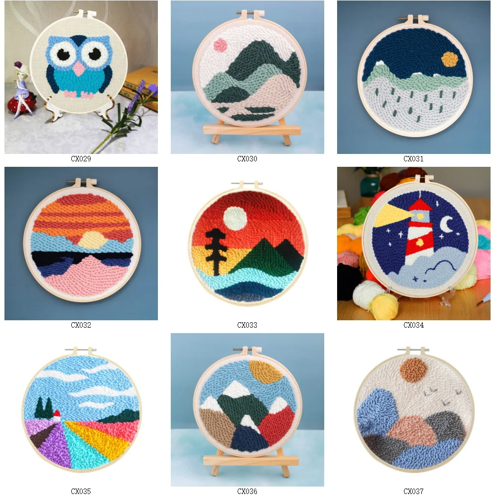 DIY Home Decor Yarn Sewing Kit Animal Design Cute Bear Needle Punch Set With Frame For Beginner