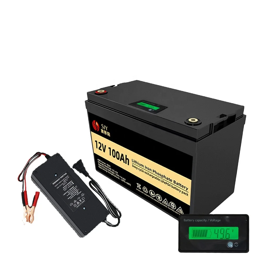 Build in 100A BMS 12V100AH LFP Lithium Battery Pack 12V LiFePO4 100Ah Battery for Marine Boat Thruster Crane Truck