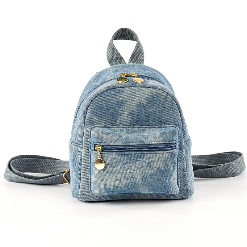 Girls Sweet Tie Dye Denim Backpack Casual Multifunctional Small Backpack for Women