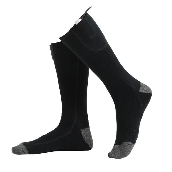 Thick Winter Outdoor Ski Thermal 3.7V Electric Rechargeable Battery Heated Hiking Cozy Crew Socks Wool Hiking Sock for Men Women