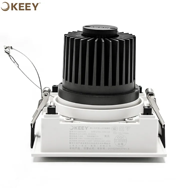 
2020 keey new led grille light premium 15w adjustable led grille lamp fixtures white square led grille downlight GS612 