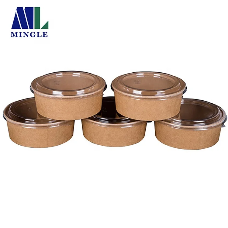 
Disposable kraft paper salad bowl take away food boxes and cup 