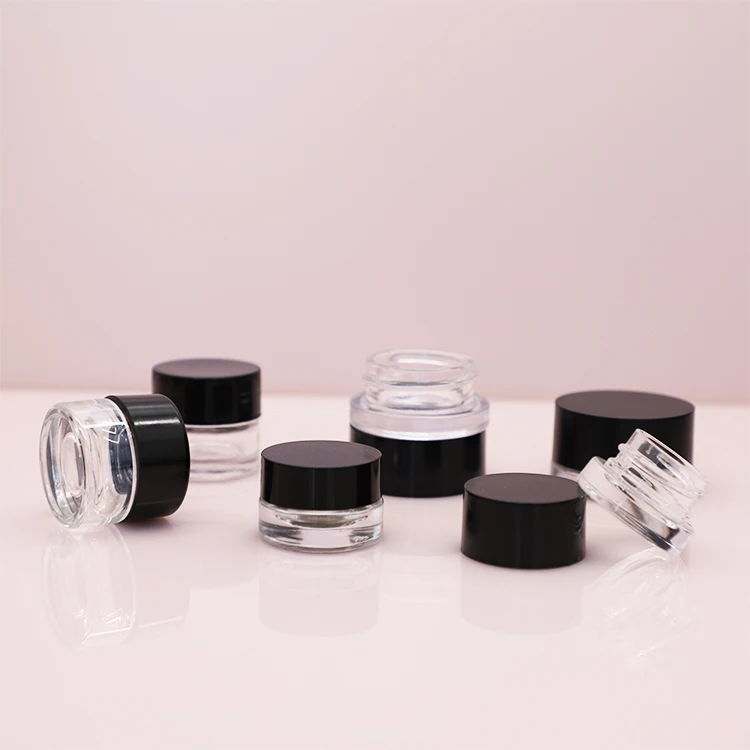 5ml childproof packaging glass black cream jar 9ml smellproof eye cream small container with ABS child resistant lid