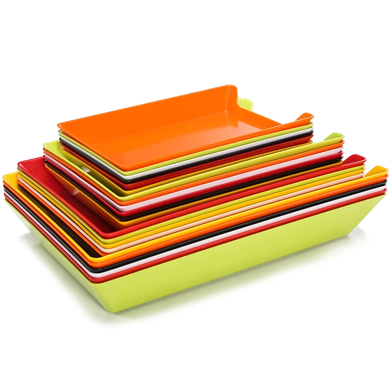 Colorful Rectangular Hot Pot Skewers Buffet Plastic Barbecue Plate Beef Barbecue Shop Melamine Plates For Restaurant
