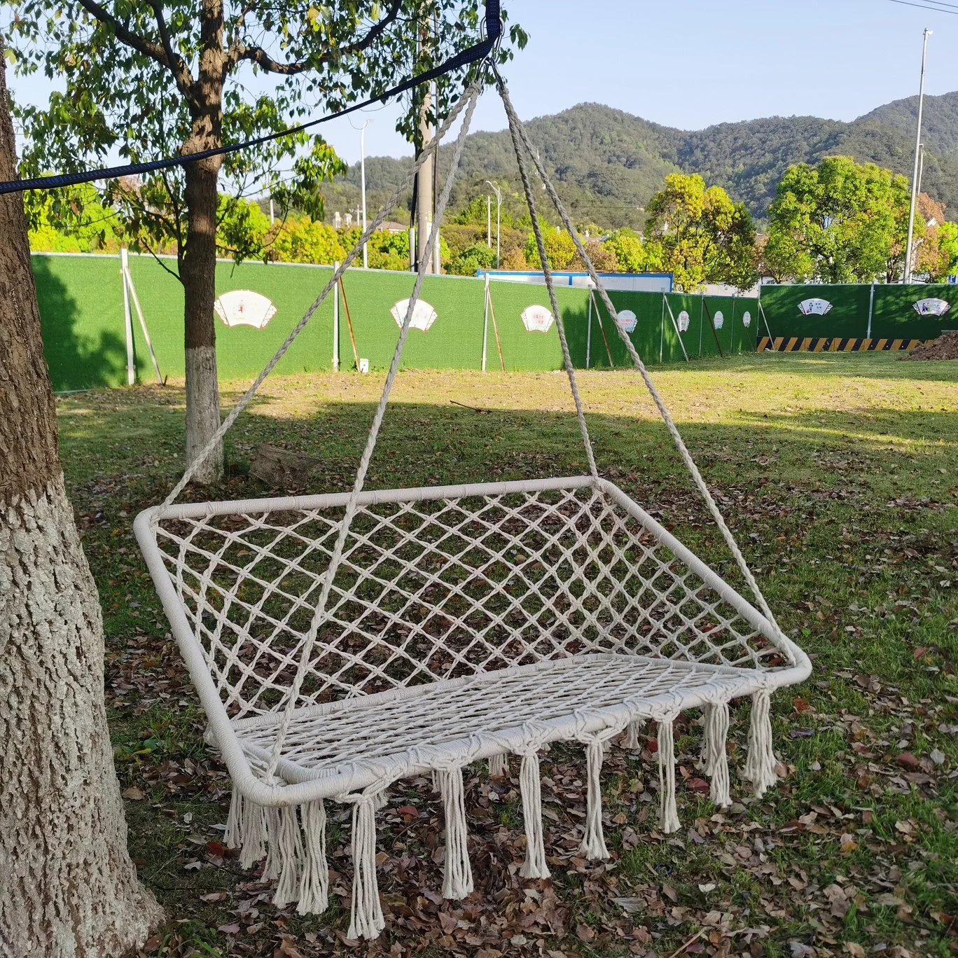 Patio Hanging Swing Factory Wholesale  Macrame Double Patio Hanging Swings for Adults