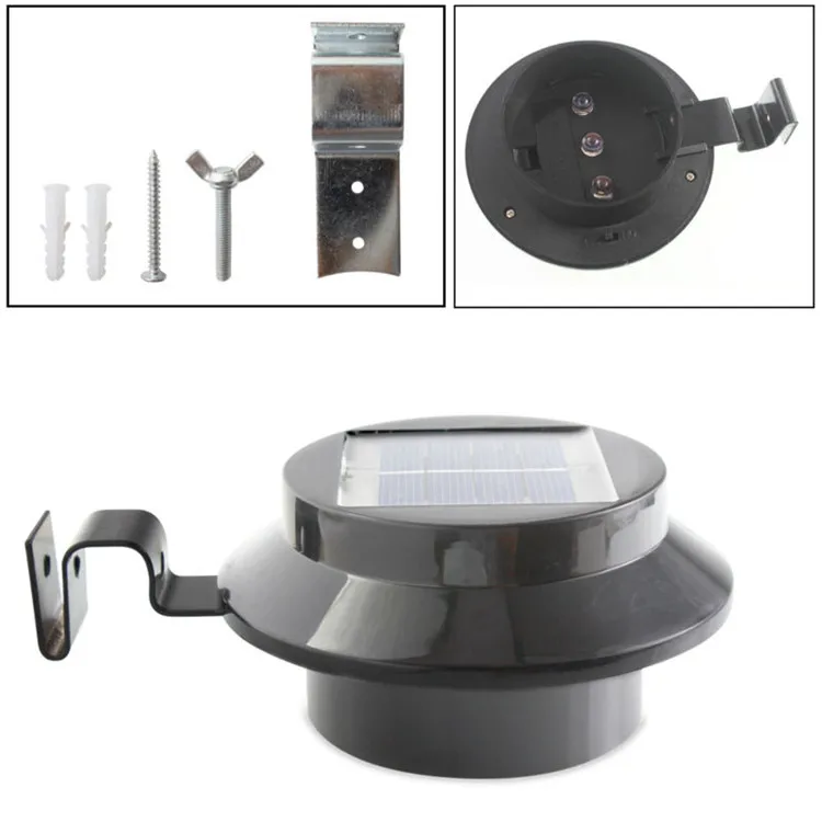 
Factory Round Post Cap Main Gate Pillar Fence Solar Powered Sensor Led Gutter Light For Garden 