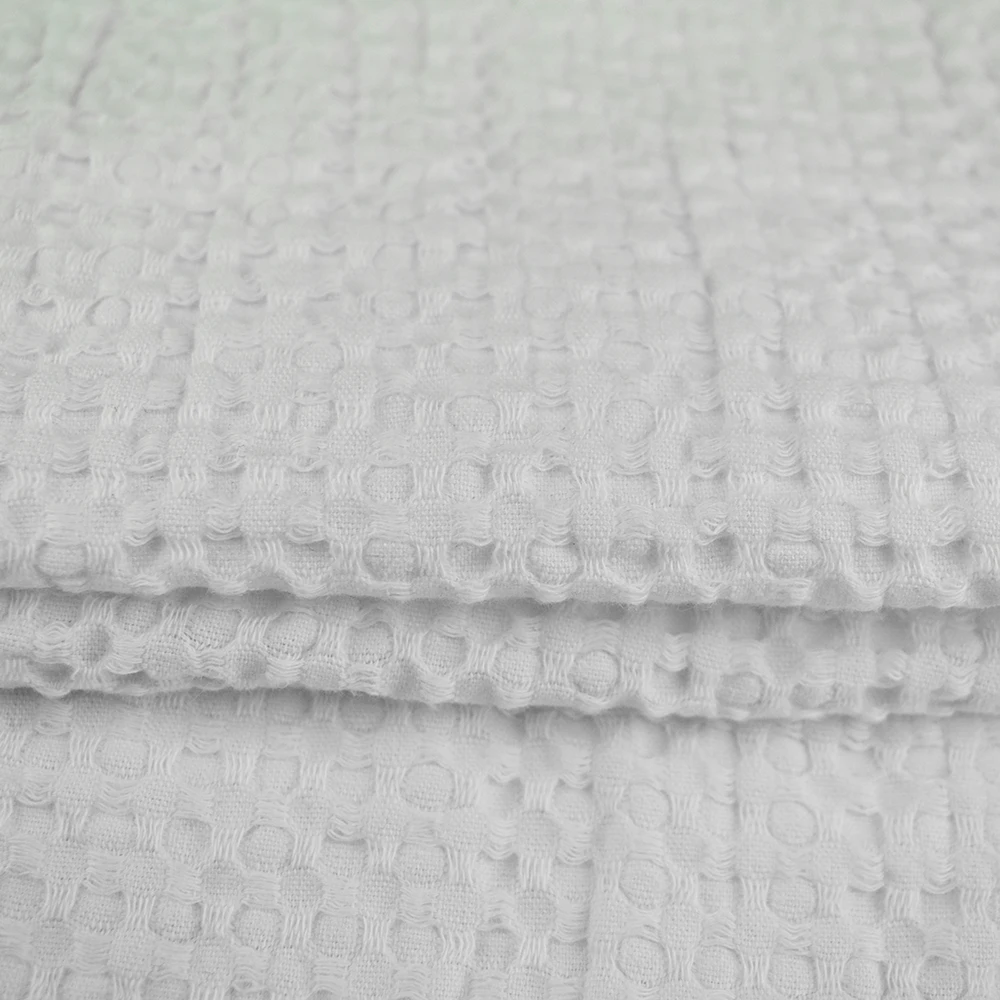 High quality solid dyed woven 26S 100% cotton waffle fabric for clothing dress 230gsm