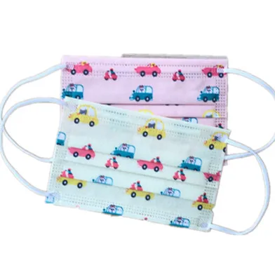 3-слойные одноразовые детские маски для лица с принтом маленького автомобиля, высокое качество, китайский производитель
