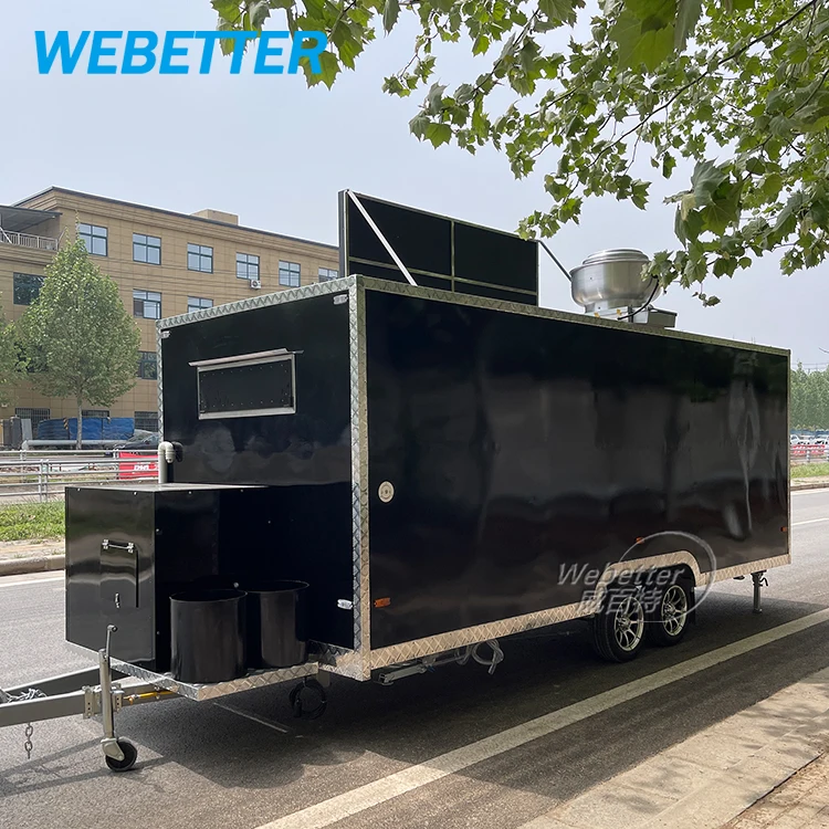 WEBETTER Concession Coffee Kiosk Food Trailer Pizza Burger BBQ Trailer Hotdog Ice Cream Cart Mobile Food Truck with Full Kitchen