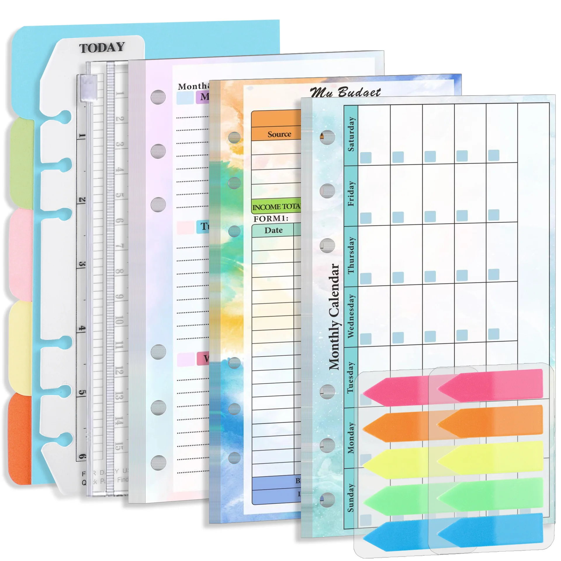 6 Ring Loose Leaf A6 Budget Binder Refill Paper Budget Planner - Monthly Finance Organizer