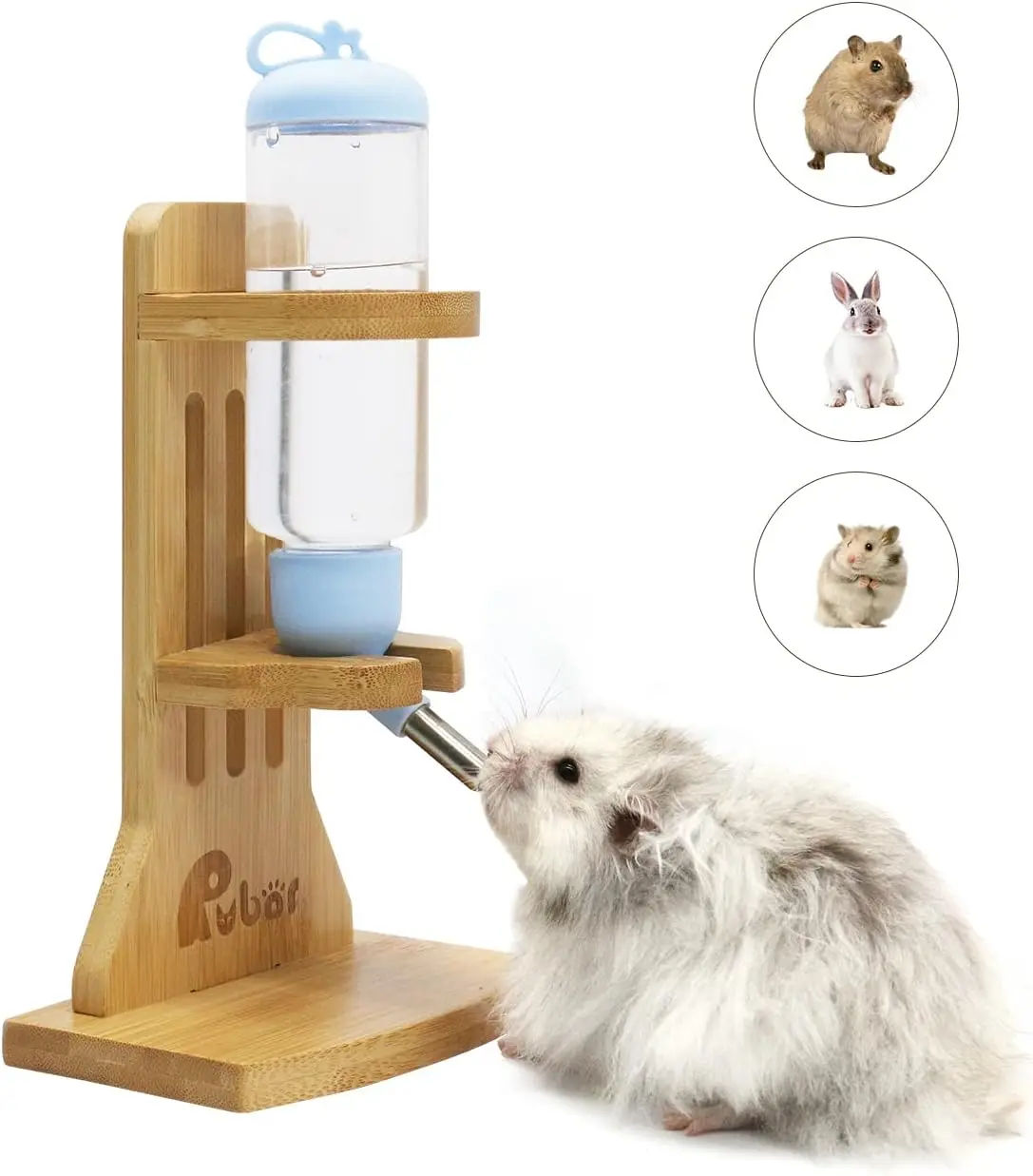 Hamster Water Bottle with Stand Small Animal Water Bottle Holder with 125ml Hanging Water Auto Dispenser