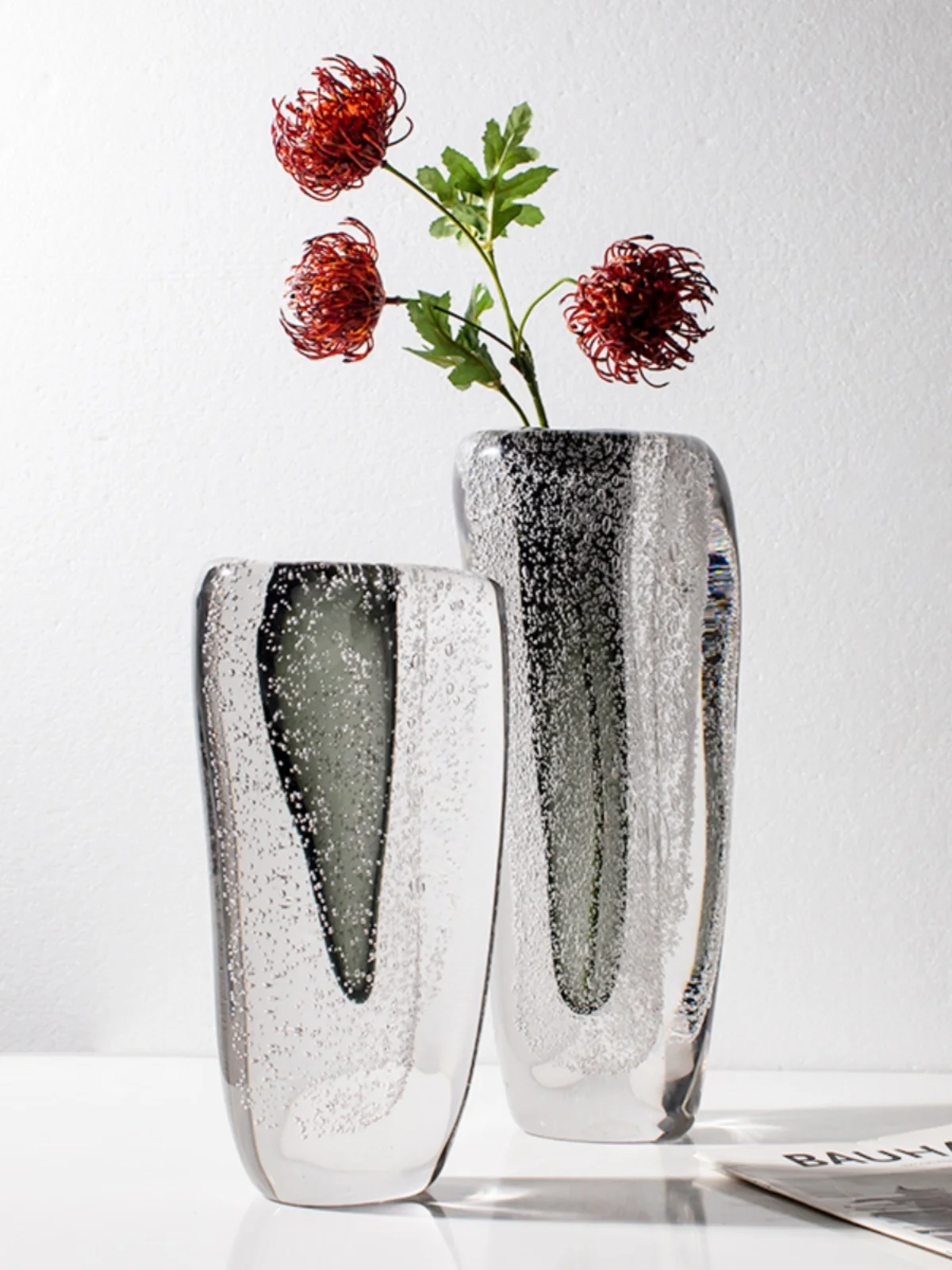 Factory Customized Grey Vase Bohemia Crystal Glass Flower Vases for Wedding Decoration