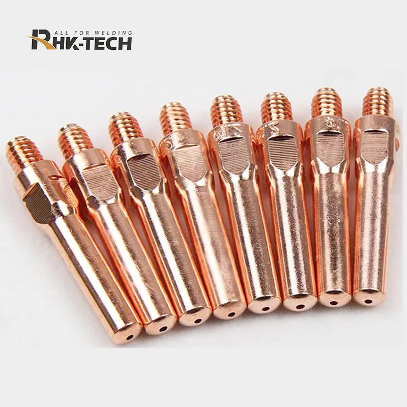RHK TECH Wholesale MIG Welding Torch Consumables M6x45mm CuCrZr Welding Contact Tips for 200A 350A 500A MIG Torch