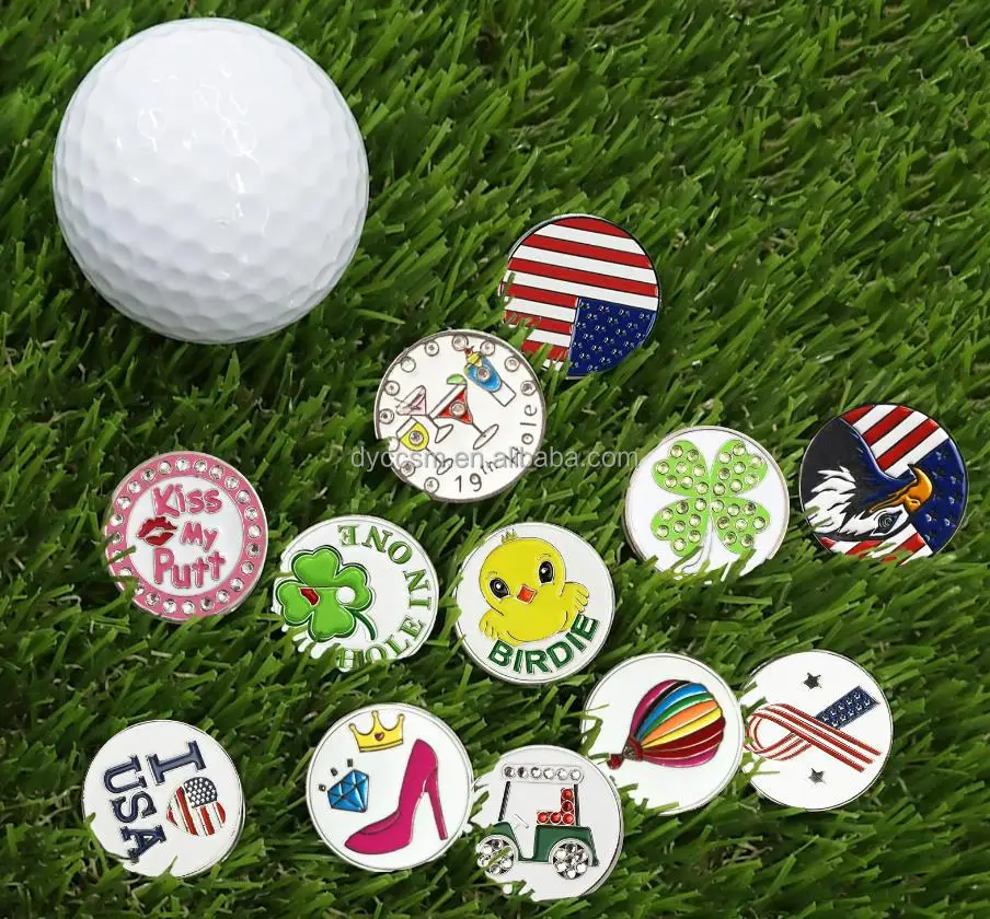 20 Styles Custom Wholesale Cute Custom  Golf Ball Marker Miniature Enamel Balls Markers Golf Mark