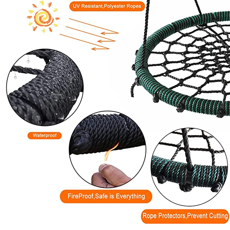 ZOSHINE indoor and outdoor swing Customized Garden Nest swing Multi-Strand Ropes Colorful Safe Saucer Tree Swing