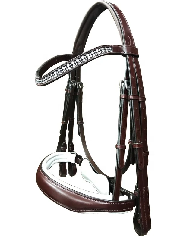 Bridle WHITE PADDED HORSE DRESSAGE LEATHER BRIDLE