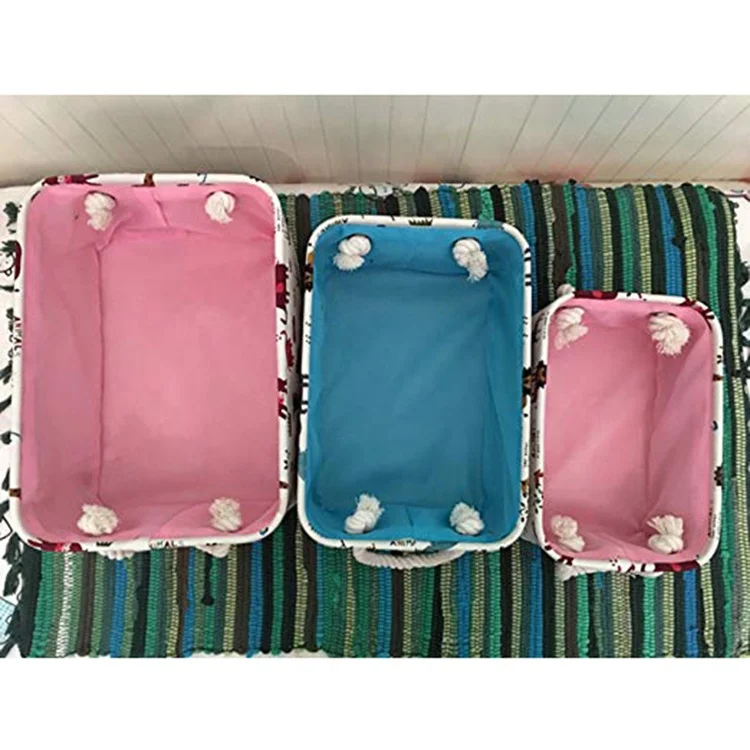 Eco-Friendly Small Wire Storage Box Foldable Cotton Handle Laundry Basket for Multi-Use Household Sundries Packing