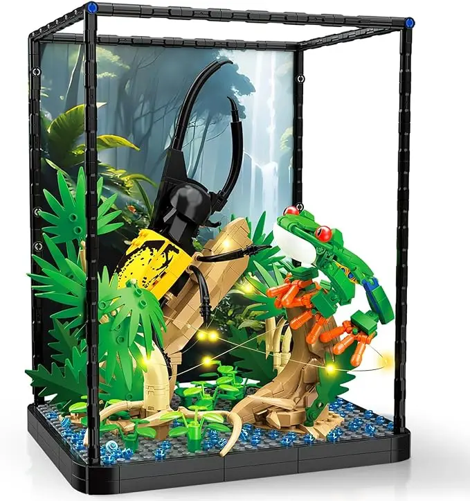 Tropical rain forest insect building block set, jungle animal building block, creative toys for adults and children.