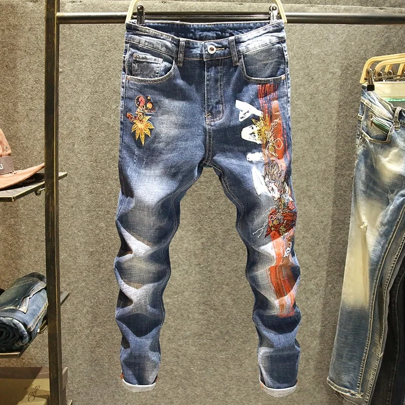 Popular Summer Slim Ripped Paint Indolent Hip Hop Washed Mens Jeans Short