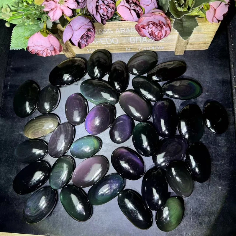 Wholesale Fengshui Natural Rainbow Obsidian Plam Crystal Plam Stone for Gifts
