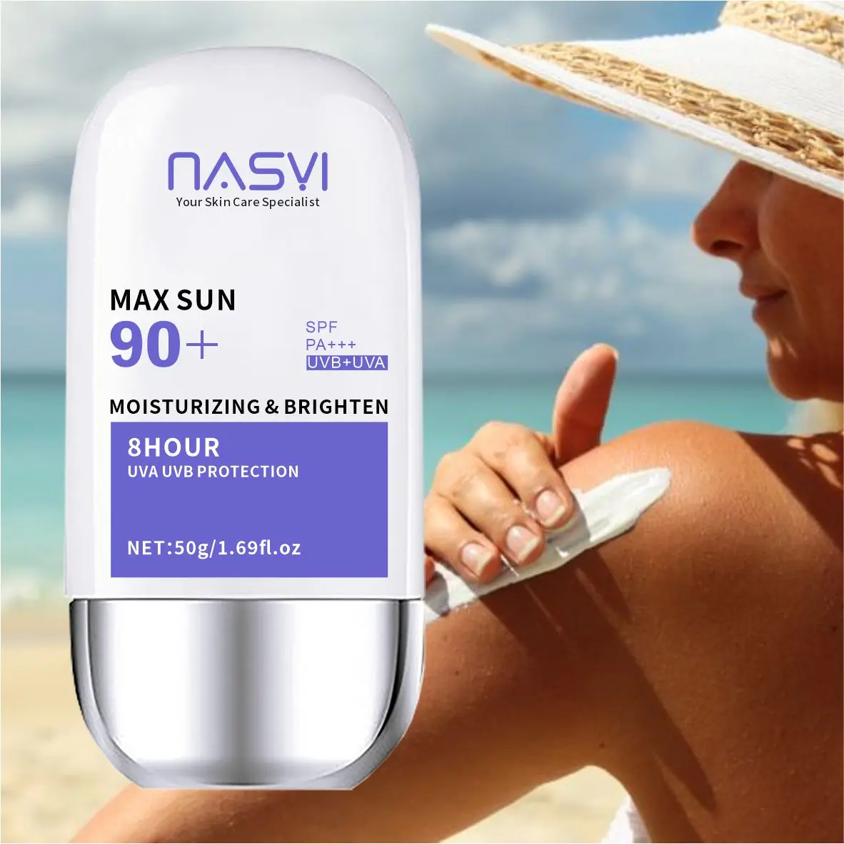 Natural Plant Extract Beauty Skin Care Facial Sunscreen Cream Spf 90 Oil Free Radical Scavenger Anti Oxidant UVA/UVB Sunblock