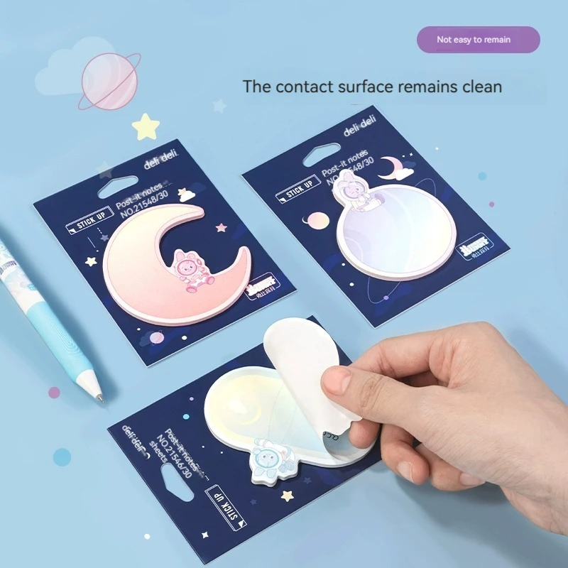 Deli 21546 High Quality Memo Pads Note Sticker Packaging Labels 30 cartoon color special-shaped prints Portable notebook notepad