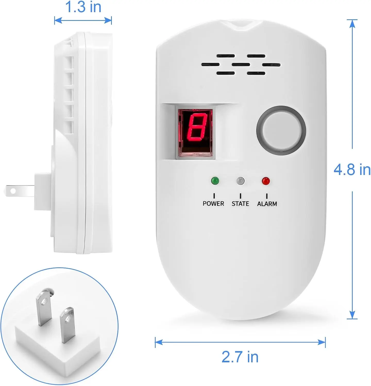 Natural Gas Leak Detector for Home Plug-in Audible and Visual Combustible Gas Alarm Monitor