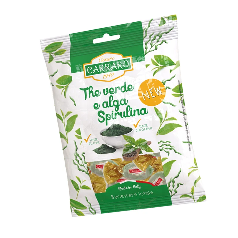 100G / 500G Good Taste Candy And High Quality Green Tea Flavor Candy Italian Incap Green Tea Flavoured And Spirulina Candies