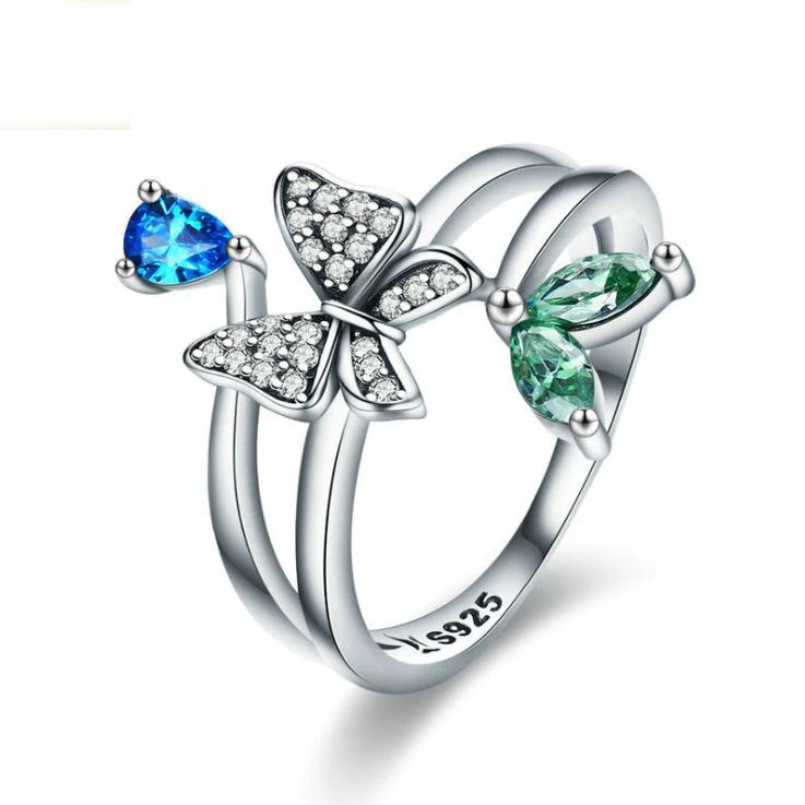 
whosesale collection Butterfly design ring silver sterling 925 jewelry butterfly jewellery 
