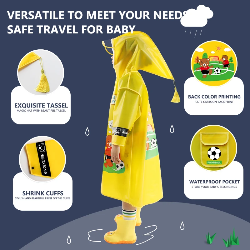 High Quality Eco-friendly EVA Comfortable Kids Waterproof Raincoat Wholesaler Cartoon RAINWEAR Rain Coat Waterproof Poncho
