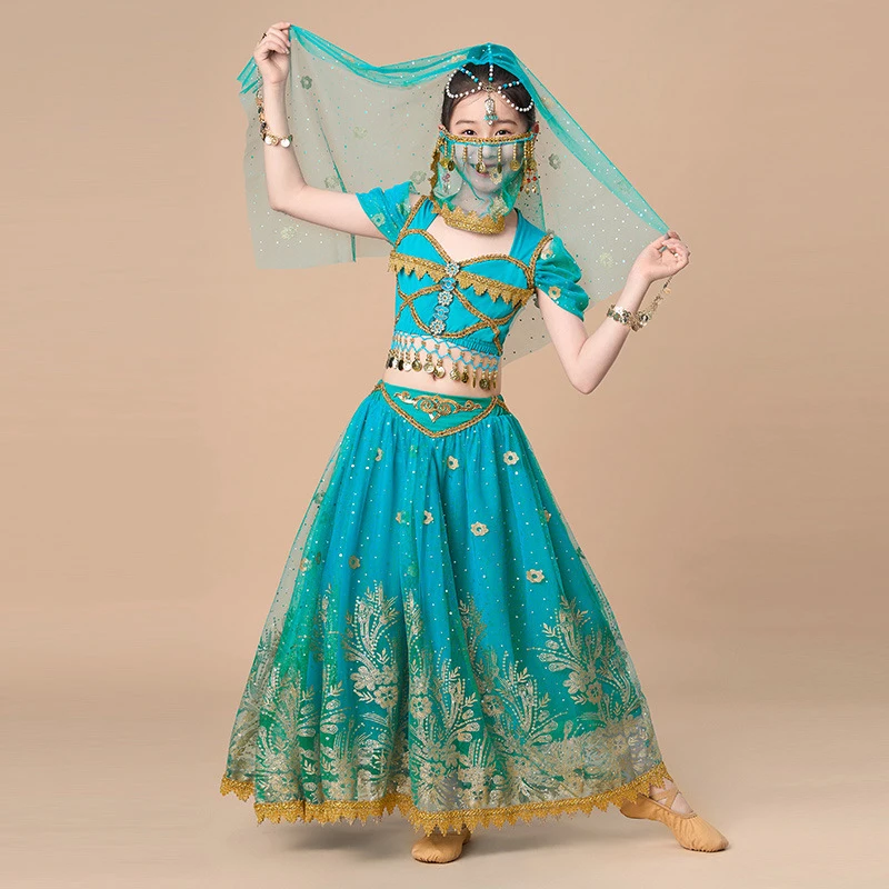 Children Cosplay Aladdin princess jasmine Indian Bollywood Dancing Performance Clothing outfit