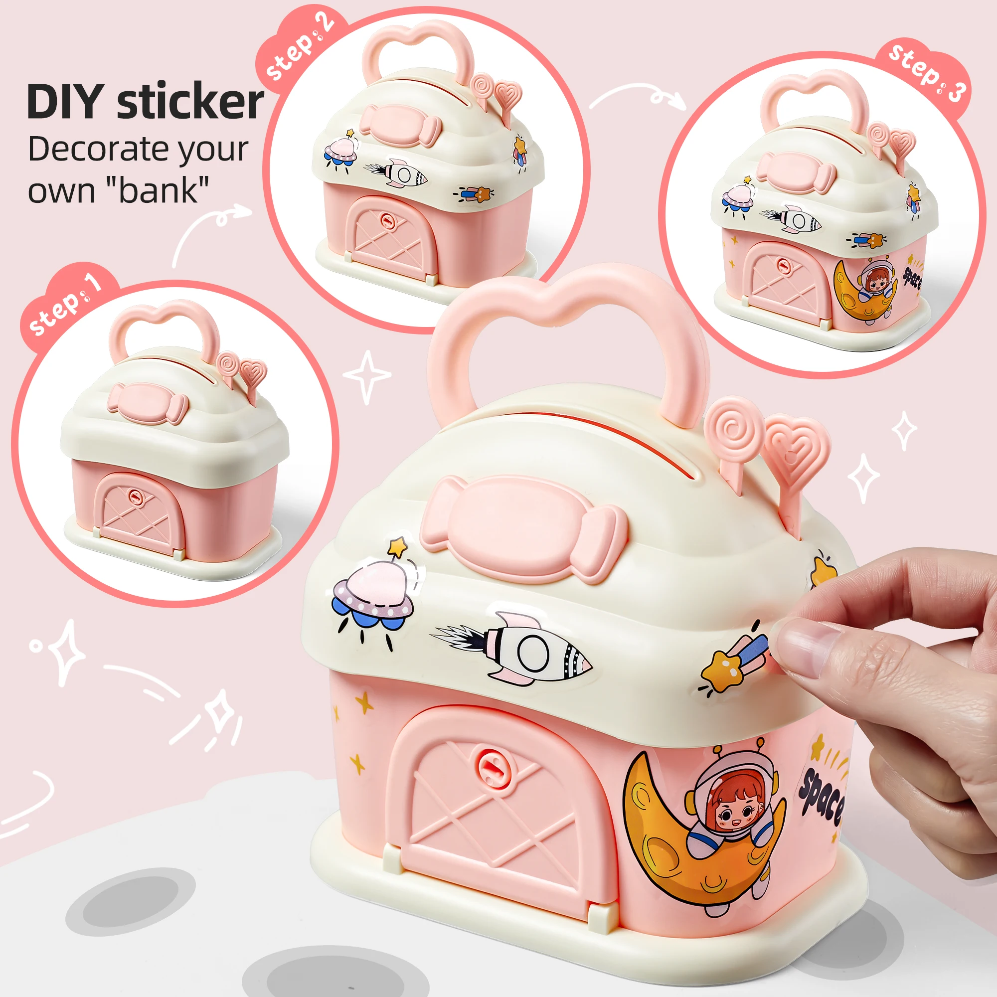 XST Unbreakable Plastic Money Bank Saving Box Coin Bank for  mushroom Piggy Banks Practical Easter ATM Piggy Bank Toys