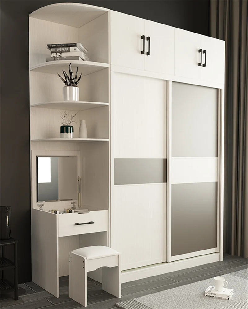 Custom Wardrobe with dresser and locker plus top cabinet Multifunctional  Sliding Door Wardrobe Home Bedroom Furniture