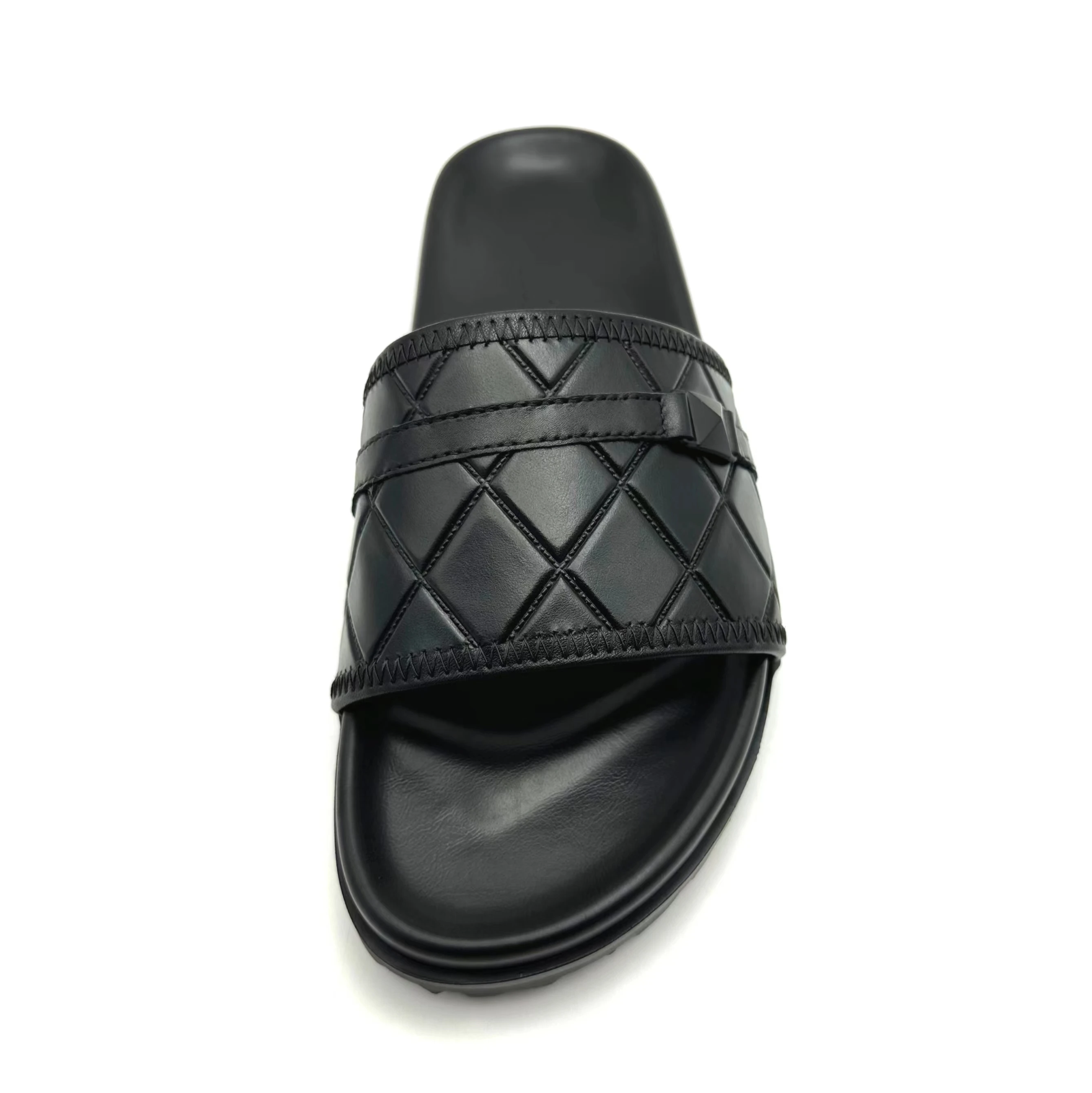 Factory custom wholesale  home shower cow leather slippers for men