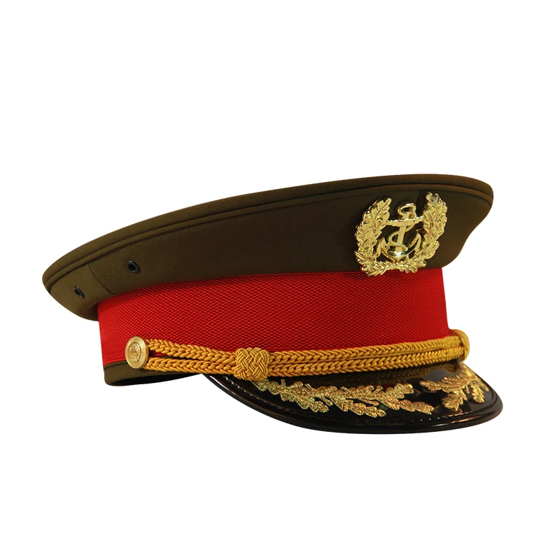 Factory wholesale ceremonial army officer hat  yellow colour military officer peaked hat
