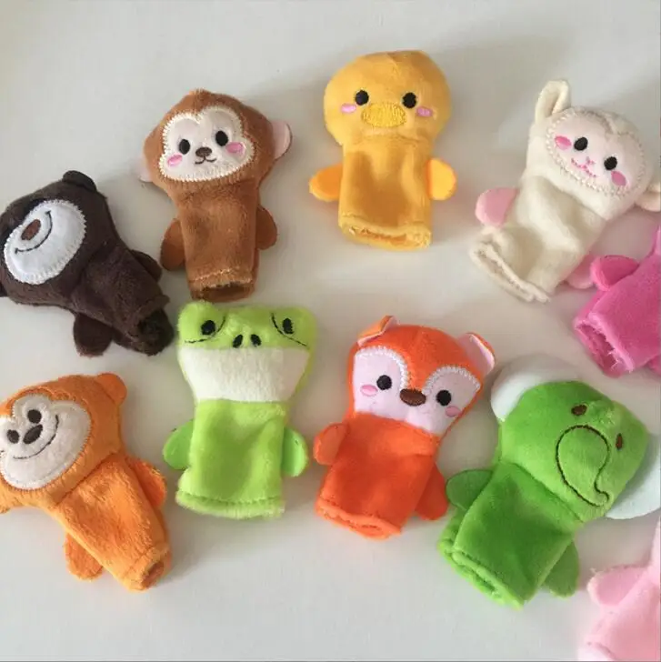 Wholesale  Animal Family Doll House Set Finger Puppet Promotional Gift and Craft Plush Soft Hand Toys Custom Logo and Color