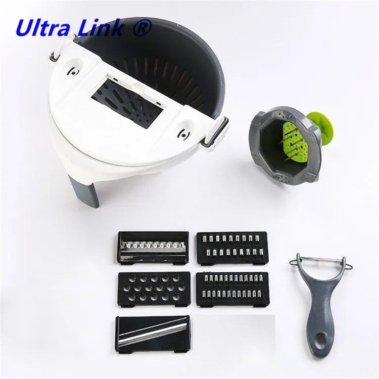
Multifunction Vegetable Slicer with Drain Basket Magic Rotate Vegetable Cutter Portable Chopper Grater 