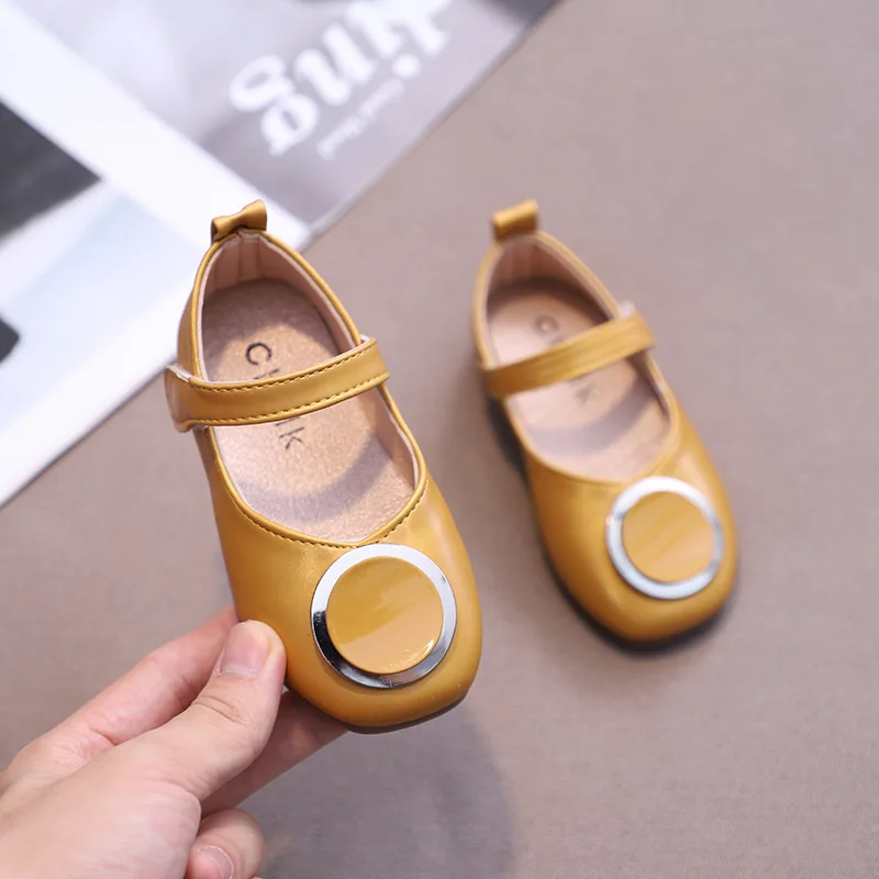 2022 Spring New Fashion Girls Genuine Leather Flat And Comfortable Children School Uniform Bow Princess Dress