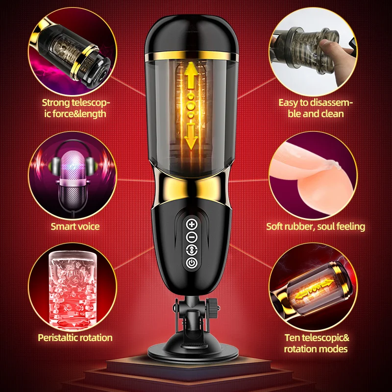 GF-Electric Vibrations Automatic Piston Rotating Sucking Male Masturbator Cup Artificial Vagina Real Pussy Sex Toys For Men