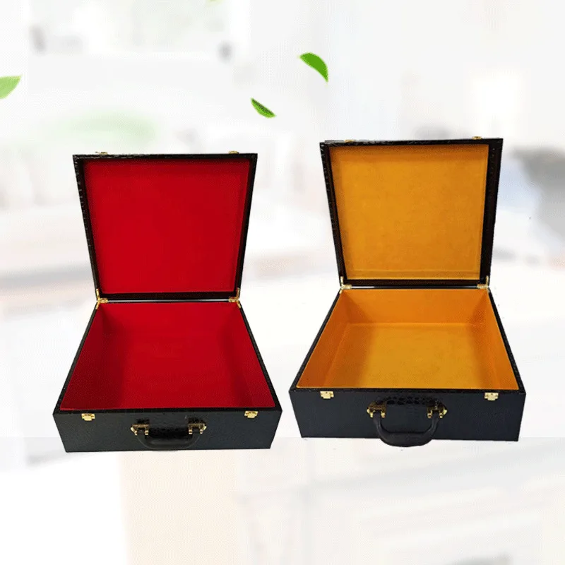 luxury deluxe antique  black high-end pu leather box packaging pu gift box portable suitcase storage box large with handle