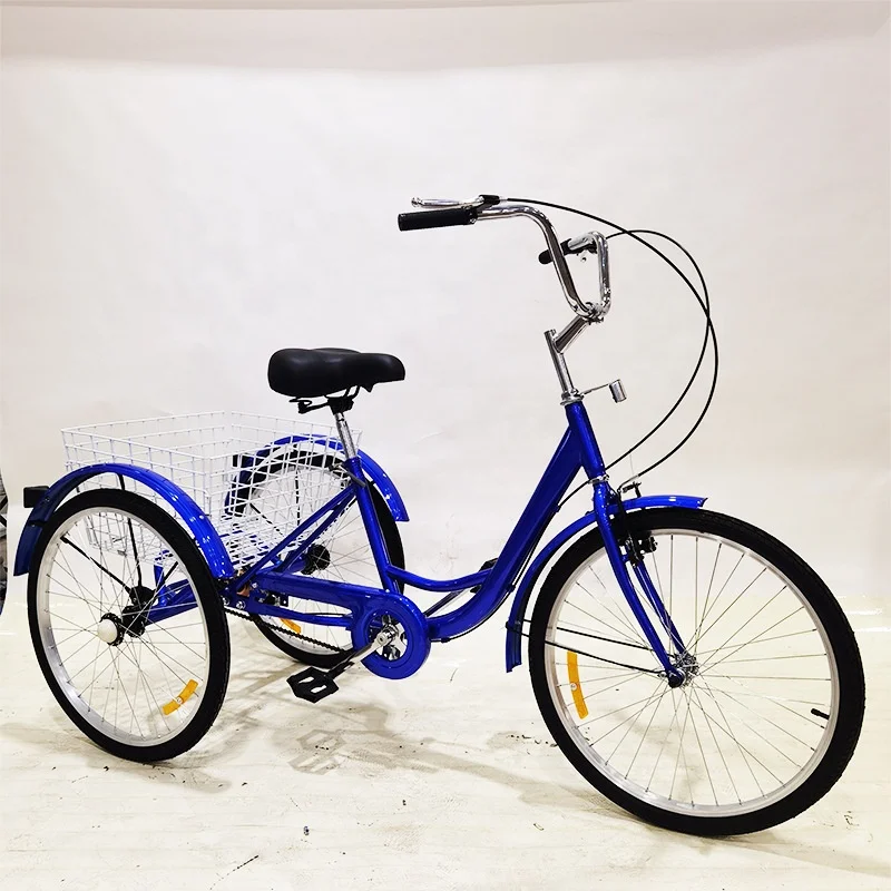 Bike 24inch 7 Speed Senior Pedal Tricycles Human Basket Cart Tricycle