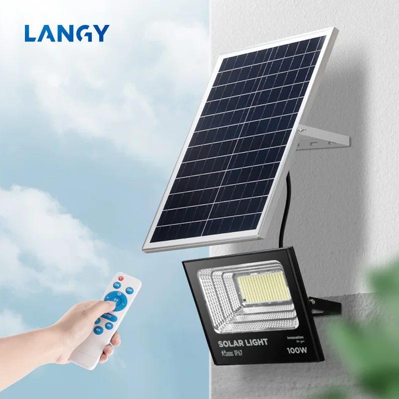 Langy offical 100W waterproof solar led outdoor garden flood light