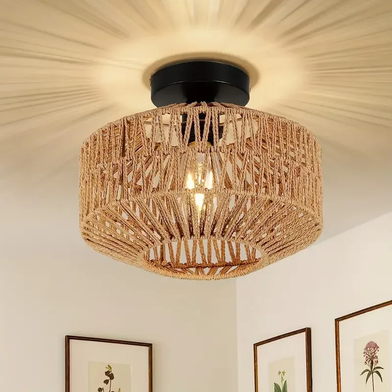 Japanese ceiling lamp Nordic rattan corridor aisle lamp retro log entrance balcony cloakroom lamp