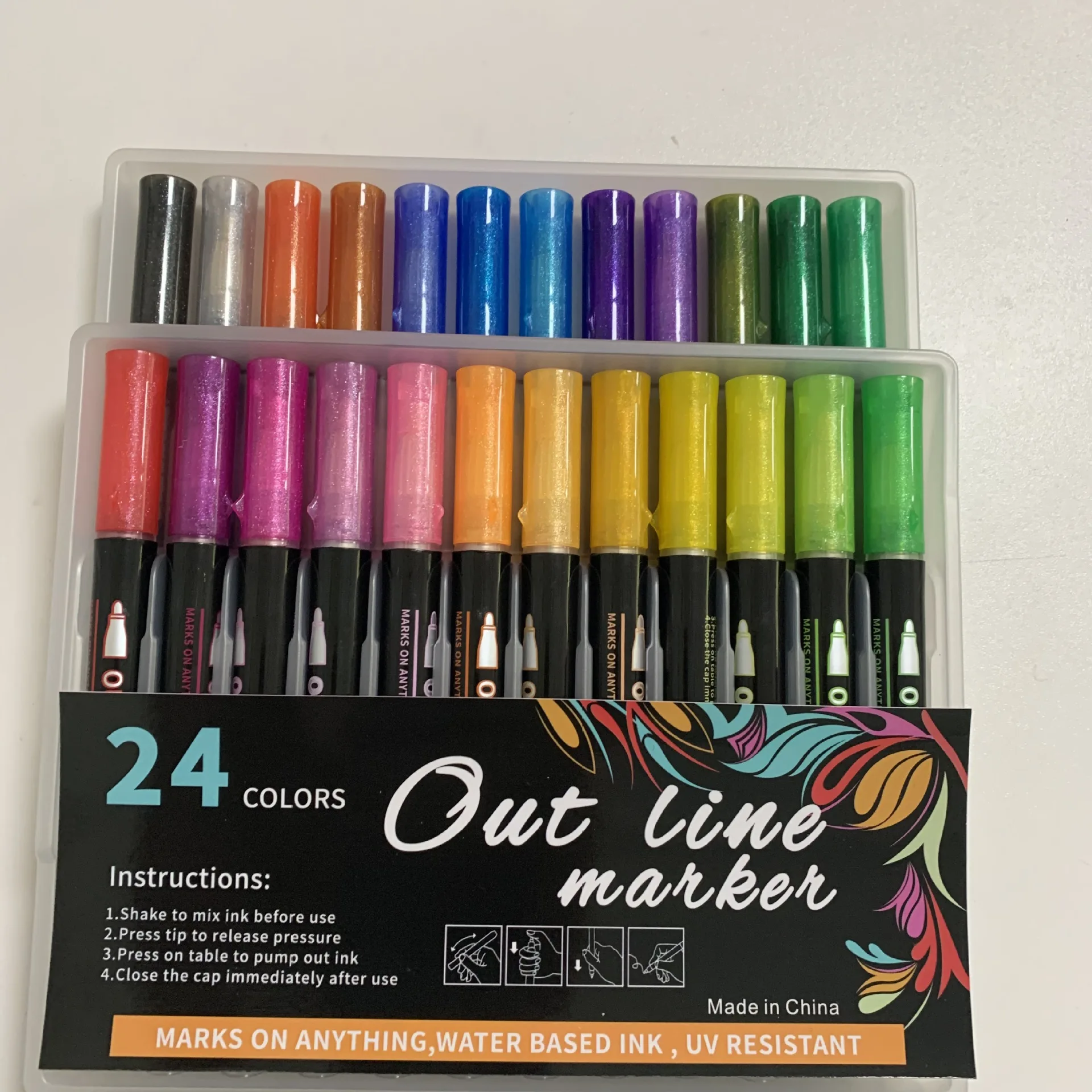 2022 Cheap Price Good Quality Permanent Ink Marker pens With 12-color pen Outline Double Line Marker Pen